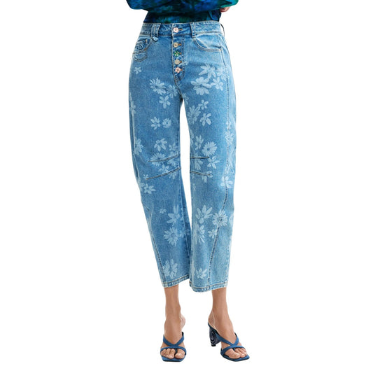 Desigual Bloemen Jeans Dames Lichtblauw